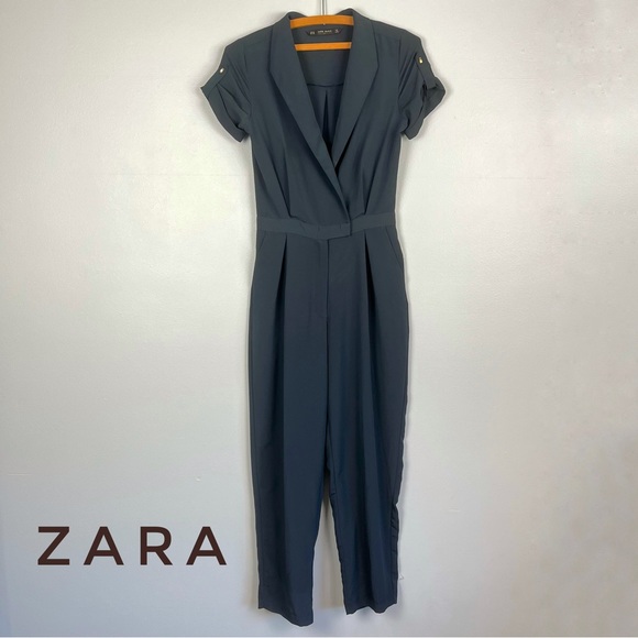 ZARA Basic Collection Navy Blue Lightweight Jumpsuit POCKETS XS Pantsuit - Picture 15 of 16